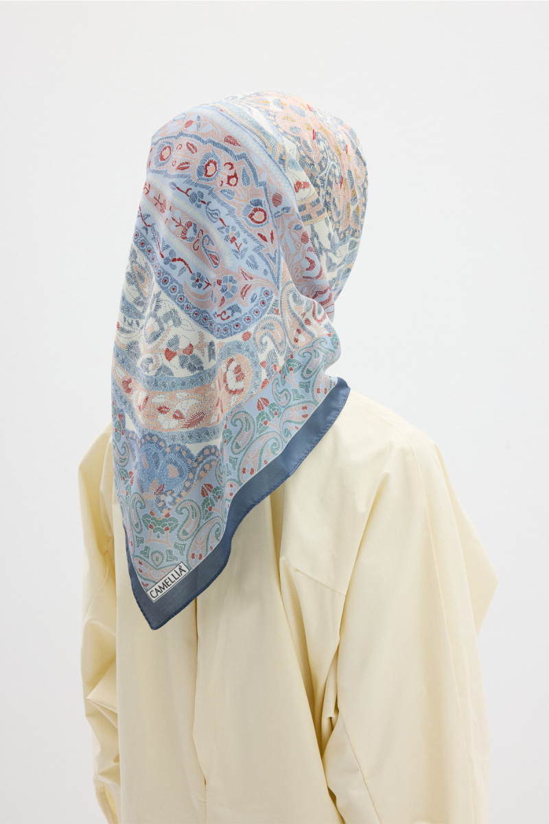 Milano Desen Soft Eşarp - Soğuk Mavi - 3