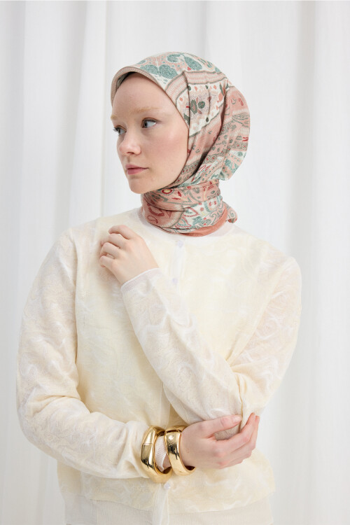 Milano Desen Soft Eşarp - Somon - Camellia Scarfs (1)