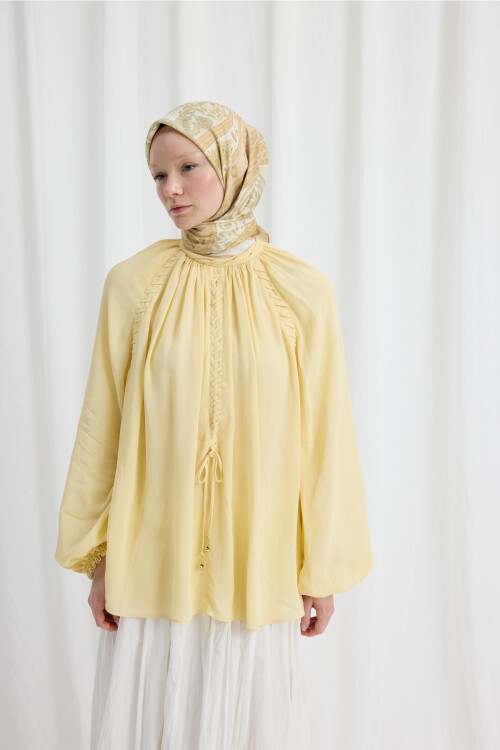 Milano Desen Soft Eşarp - Tereyağ Sarısı - Camellia Scarfs