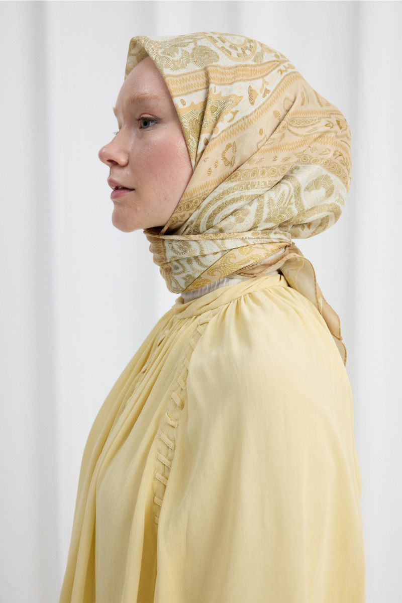 Milano Desen Soft Eşarp - Tereyağ Sarısı - 2