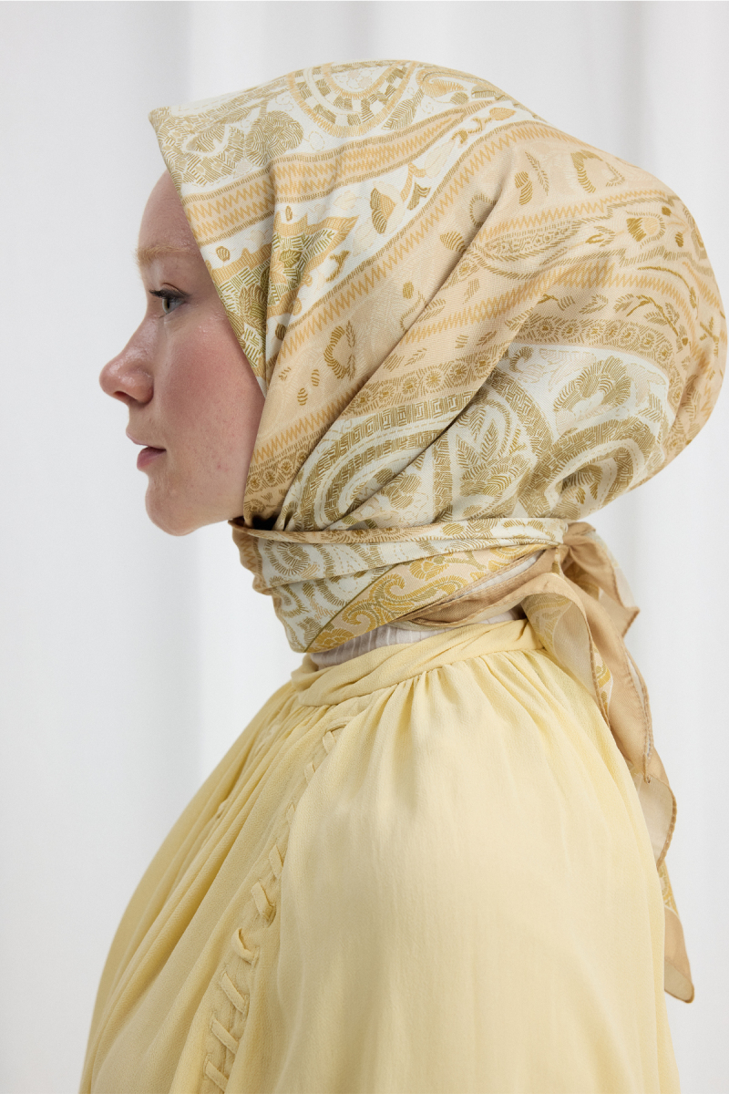 Milano Desen Soft Eşarp - Tereyağ Sarısı - 3