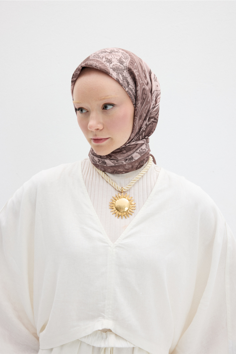 Milano Desen Soft Eşarp - Vizon - 3