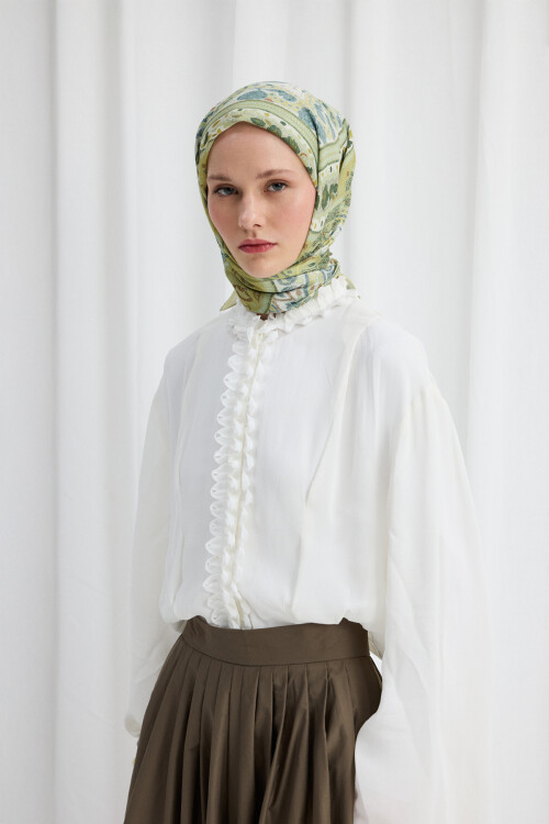 Milano Desen Soft Eşarp - Yeşil - Camellia Scarfs (1)