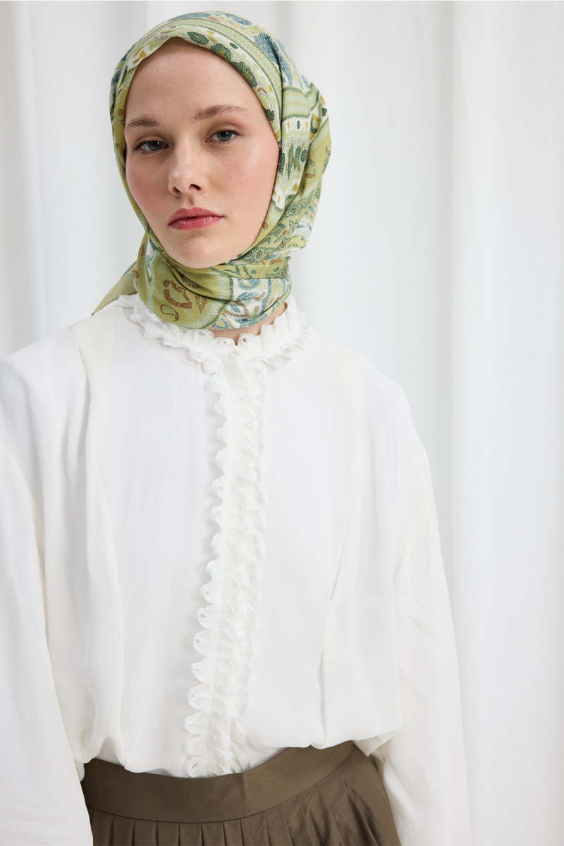 Milano Desen Soft Eşarp - Yeşil - 3