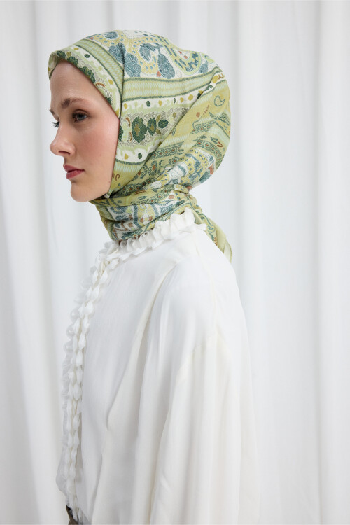 Milano Desen Soft Eşarp - Yeşil 