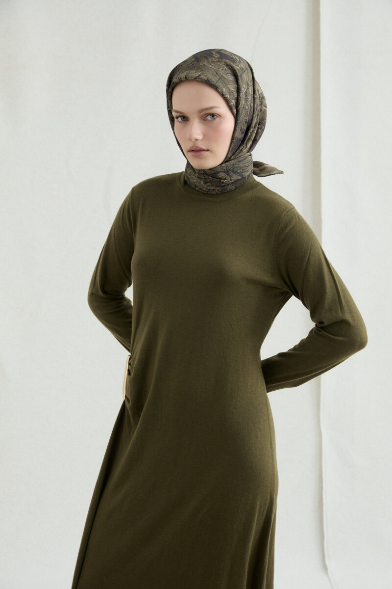 Mona Pamuk Viskon Eşarp - Haki - 1