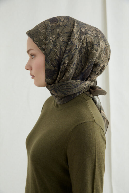 Mona Pamuk Viskon Eşarp - Haki - Camellia Scarfs (1)