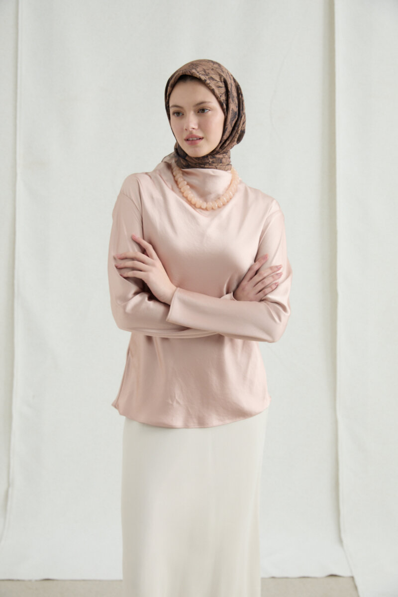 Mona Pamuk Viskon Eşarp - Karamel - 1