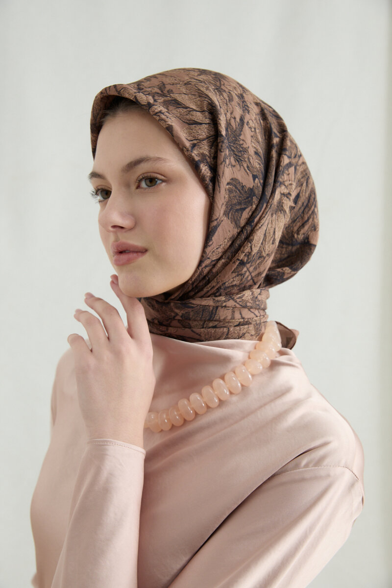 Mona Pamuk Viskon Eşarp - Karamel - 4