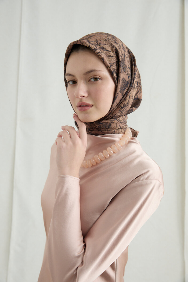 Mona Pamuk Viskon Eşarp - Karamel - 3