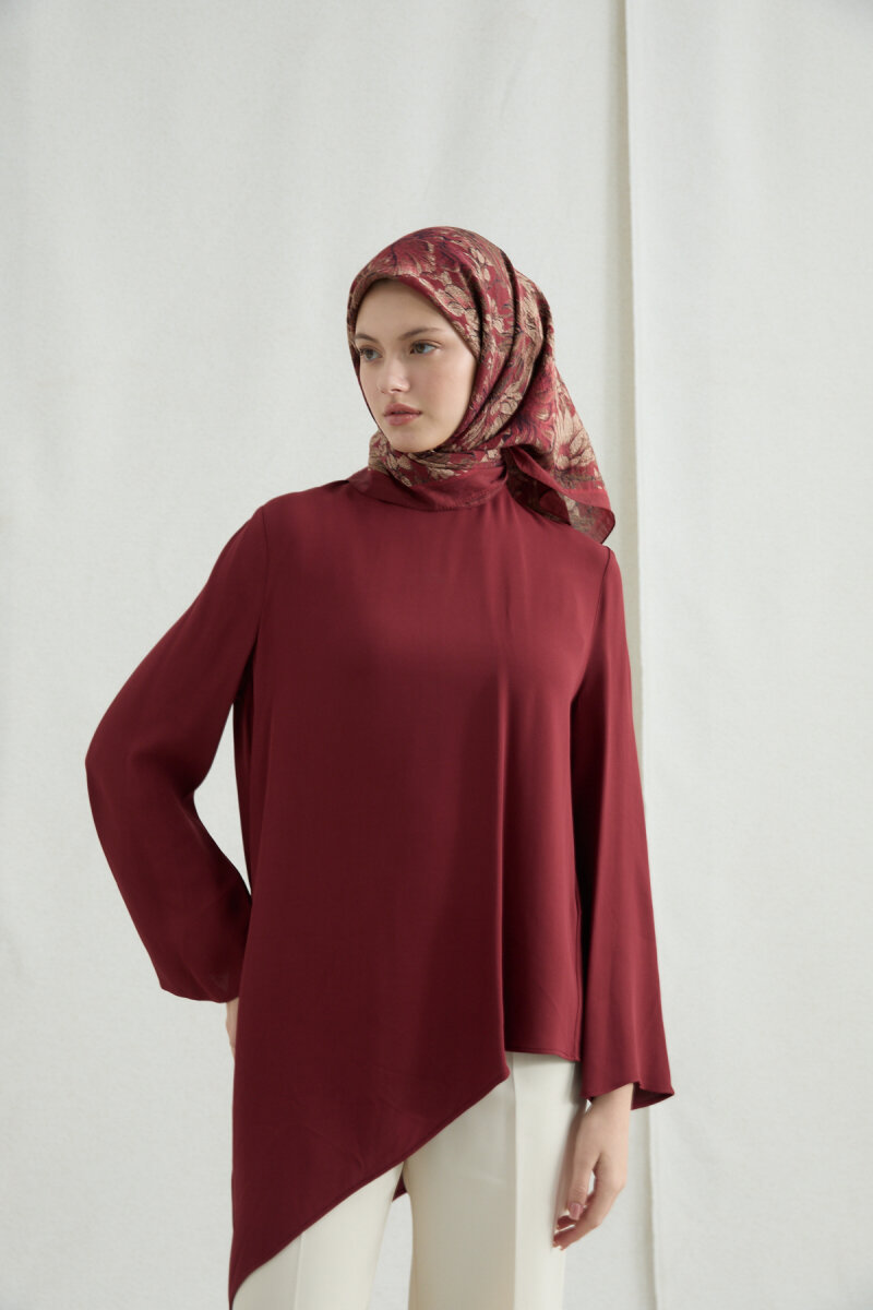 Mona Pamuk Viskon Eşarp - Kırmızı - 2