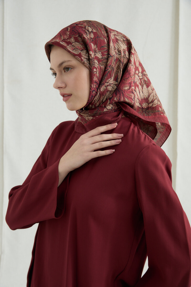 Mona Pamuk Viskon Eşarp - Kırmızı - 3