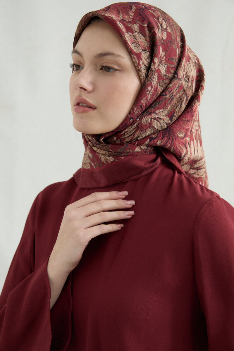 Mona Pamuk Viskon Eşarp - Kırmızı - 4