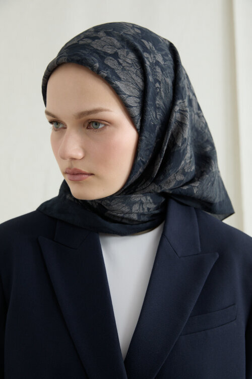 Mona Pamuk Viskon Eşarp - Siyah Vizon - Camellia Scarfs