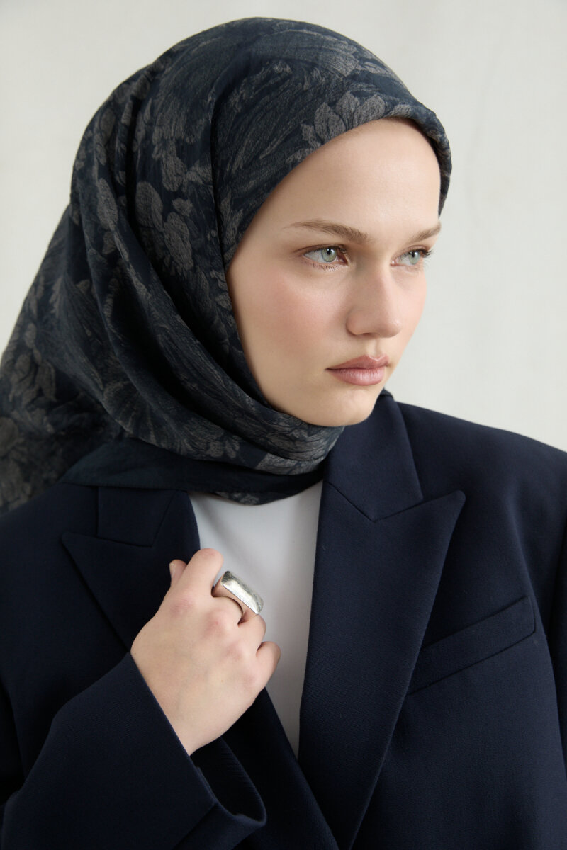 Mona Pamuk Viskon Eşarp - Siyah Vizon - 3