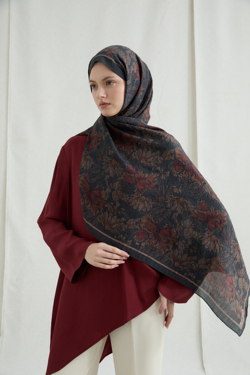 Mona Pamuk Viskon Şal - Antrasit - 2