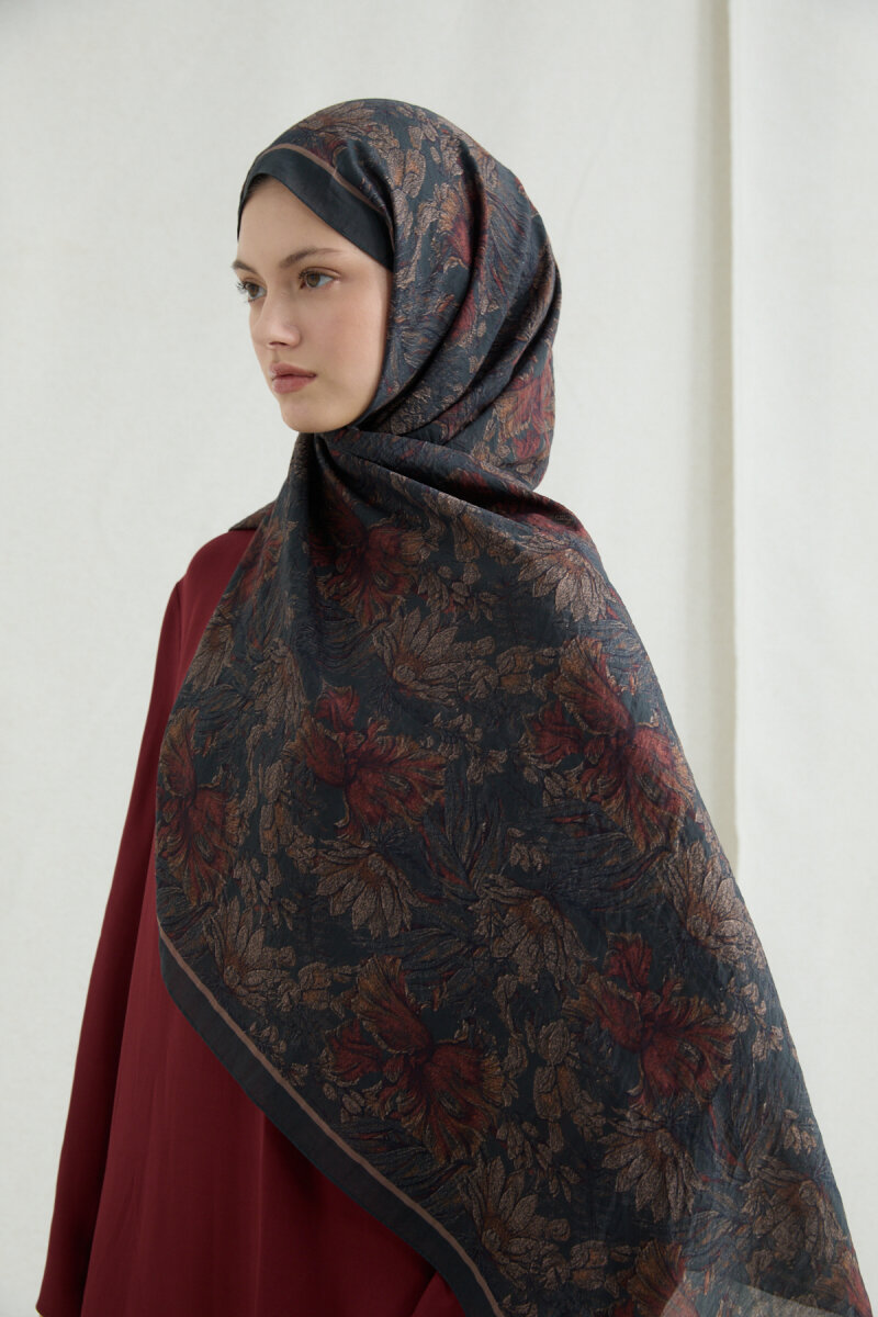 Mona Pamuk Viskon Şal - Antrasit - 3