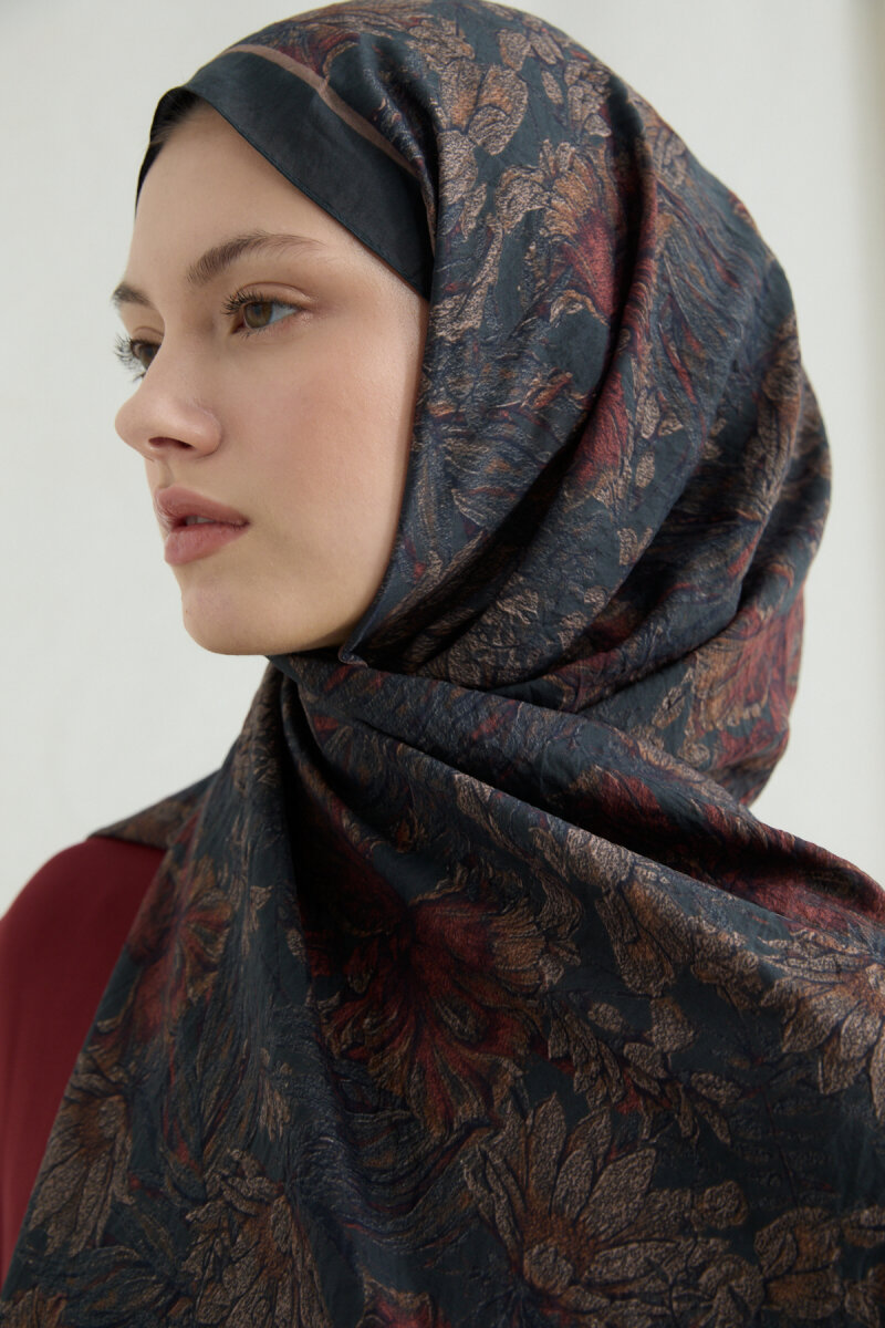 Mona Pamuk Viskon Şal - Antrasit - 4