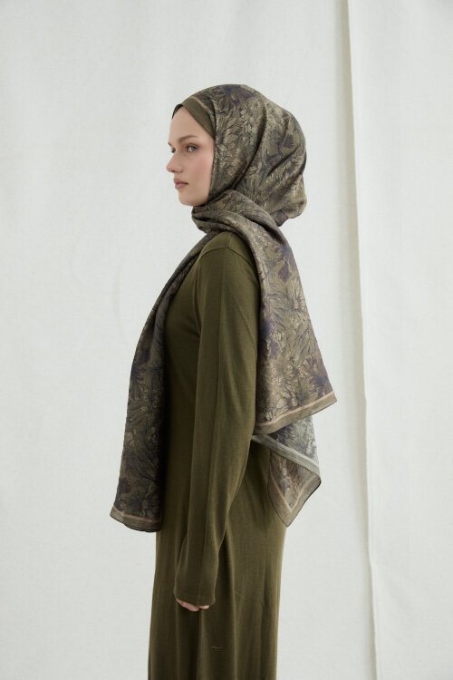 Mona Pamuk Viskon Şal - Haki - Camellia Scarfs (1)