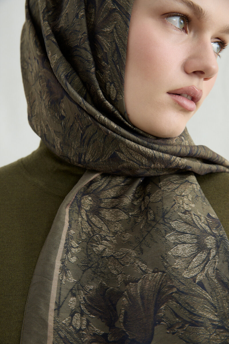 Mona Pamuk Viskon Şal - Haki - 4