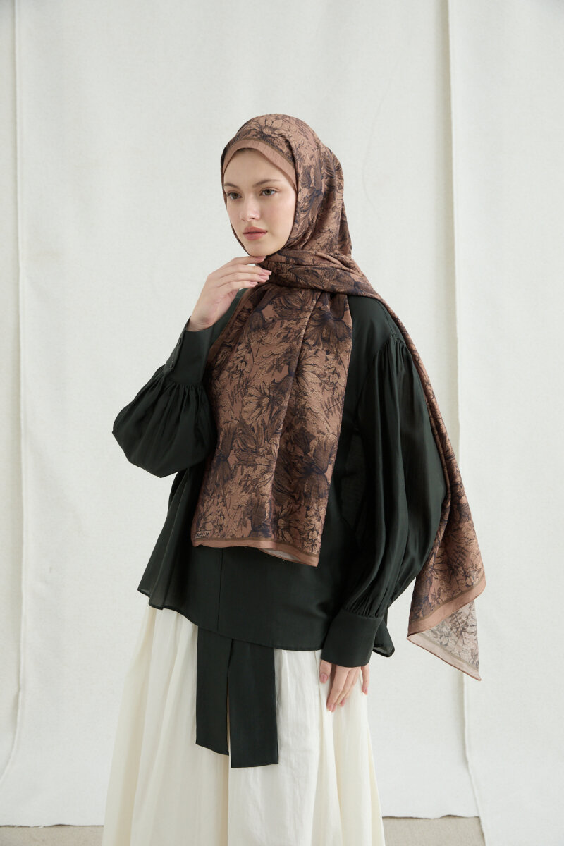 Mona Pamuk Viskon Şal - Karamel - 1