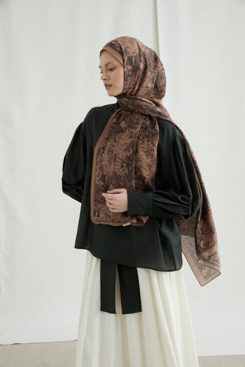 Mona Pamuk Viskon Şal - Karamel - Camellia Scarfs (1)