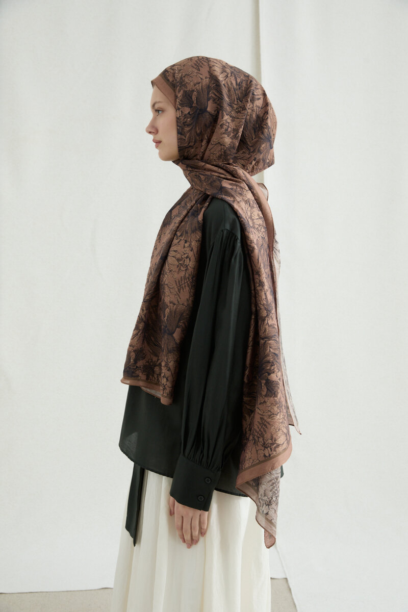 Mona Pamuk Viskon Şal - Karamel - 3