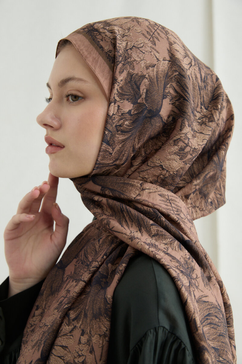 Mona Pamuk Viskon Şal - Karamel - 4