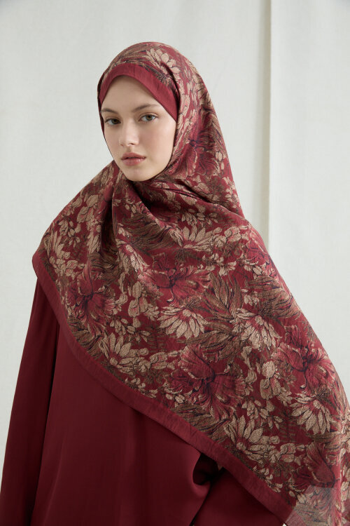 Mona Pamuk Viskon Şal - Kırmızı - Camellia Scarfs (1)