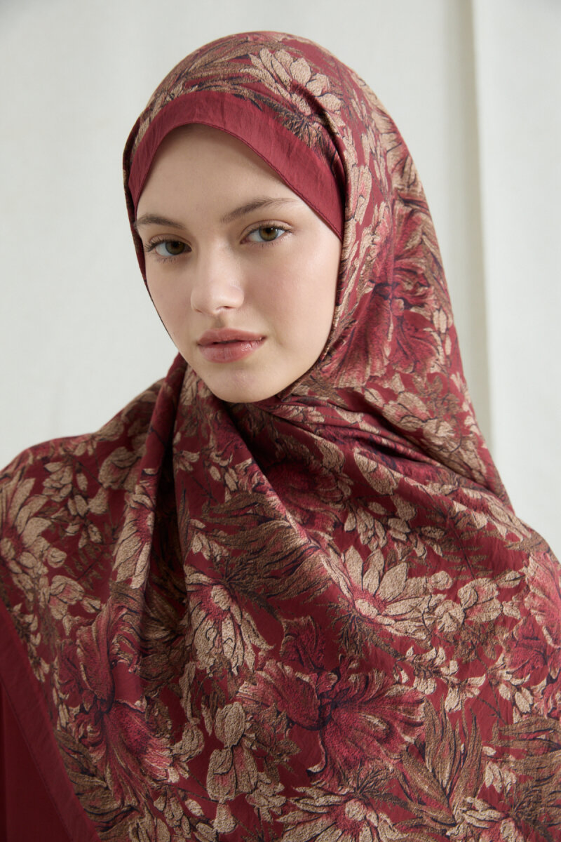 Mona Pamuk Viskon Şal - Kırmızı - 4