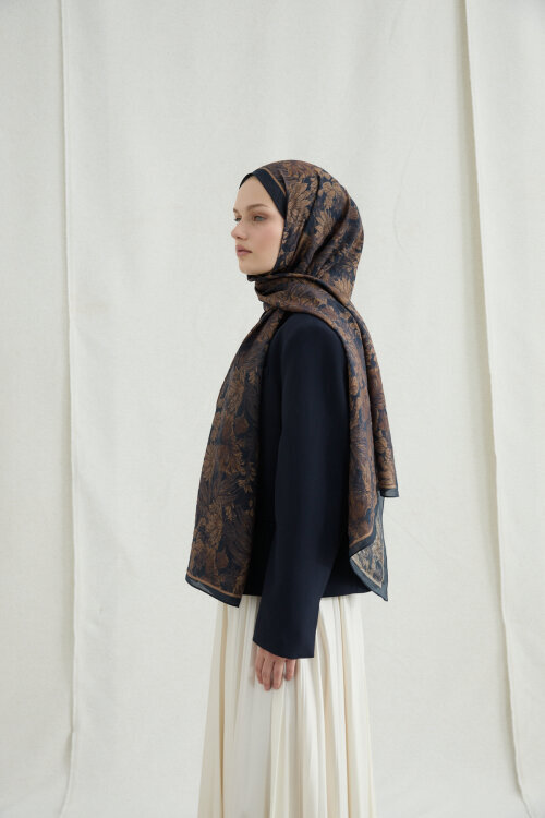 Mona Pamuk Viskon Şal - Siyah Bej - Camellia Scarfs (1)