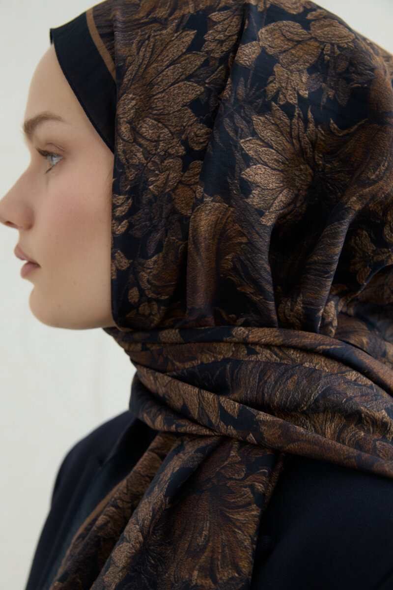 Mona Pamuk Viskon Şal - Siyah Bej - 4