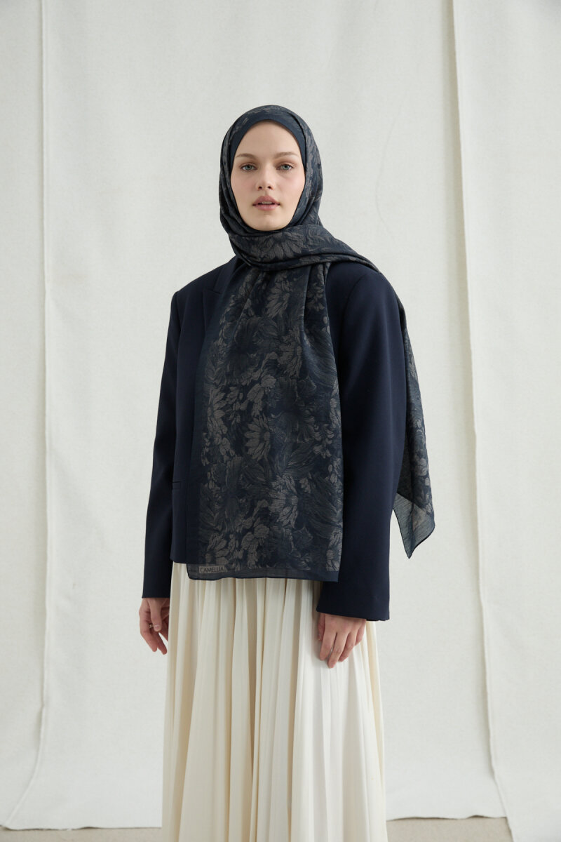 Mona Pamuk Viskon Şal - Siyah Vizon - 1