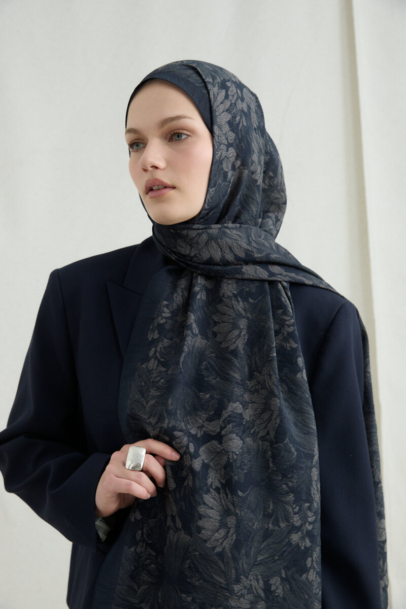 Mona Pamuk Viskon Şal - Siyah Vizon - 3