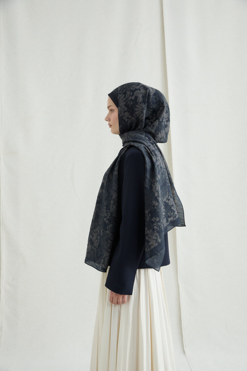 Mona Pamuk Viskon Şal - Siyah Vizon - 2