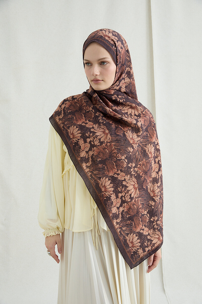 Mona Pamuk Viskon Şal - Vişne - 1