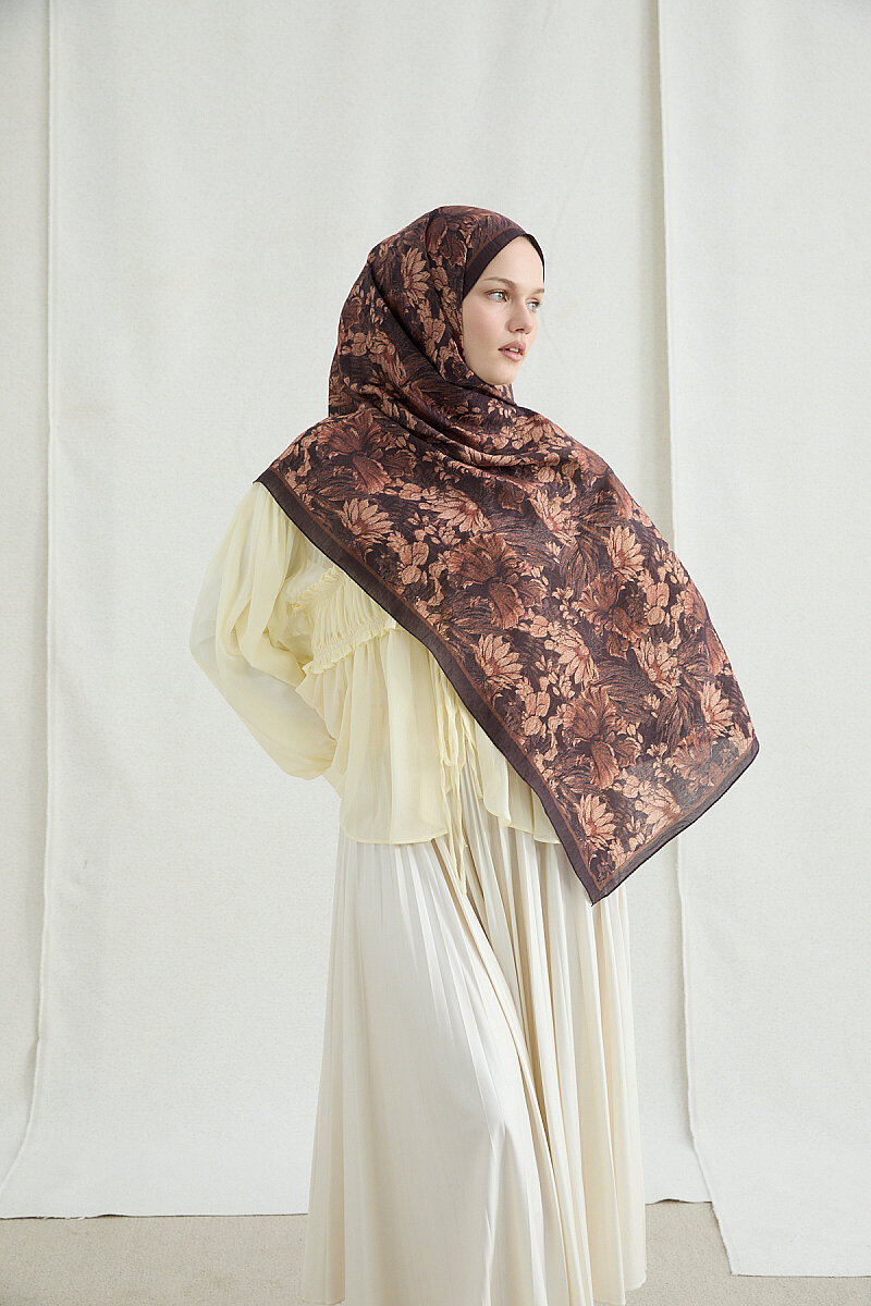 Mona Pamuk Viskon Şal - Vişne - 4