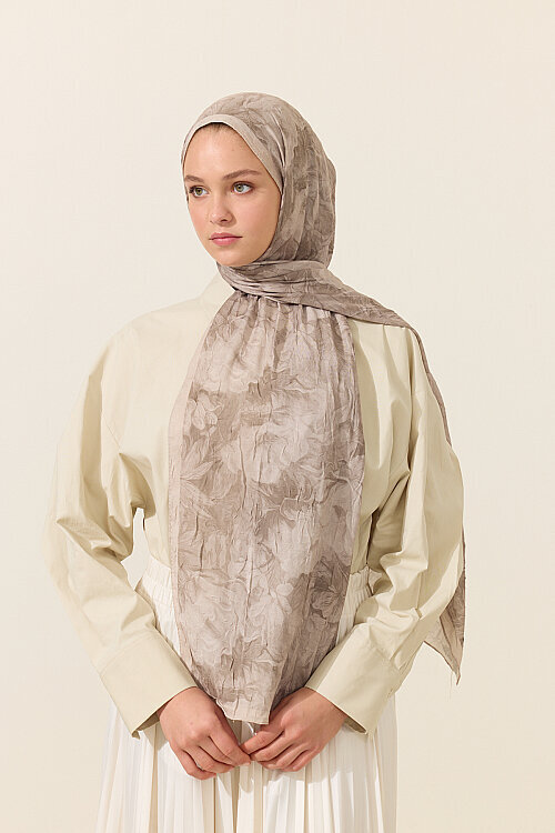 Monaco Kraş Şal-Bej - Camellia Scarfs (1)