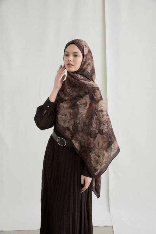 Monaco Kraş Şal - Kahve - Camellia Scarfs