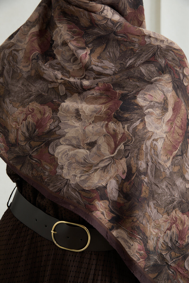 Monaco Kraş Şal - Kahve - 3