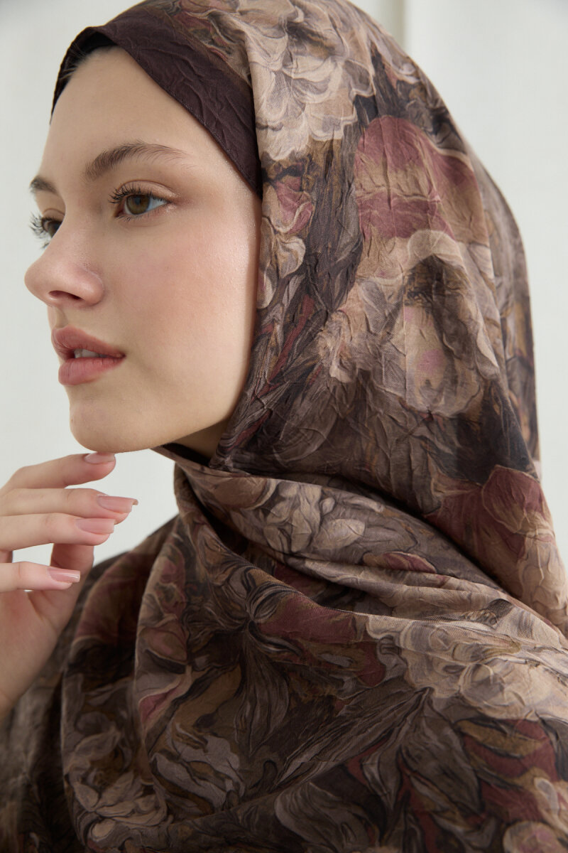 Monaco Kraş Şal - Kahve - 4