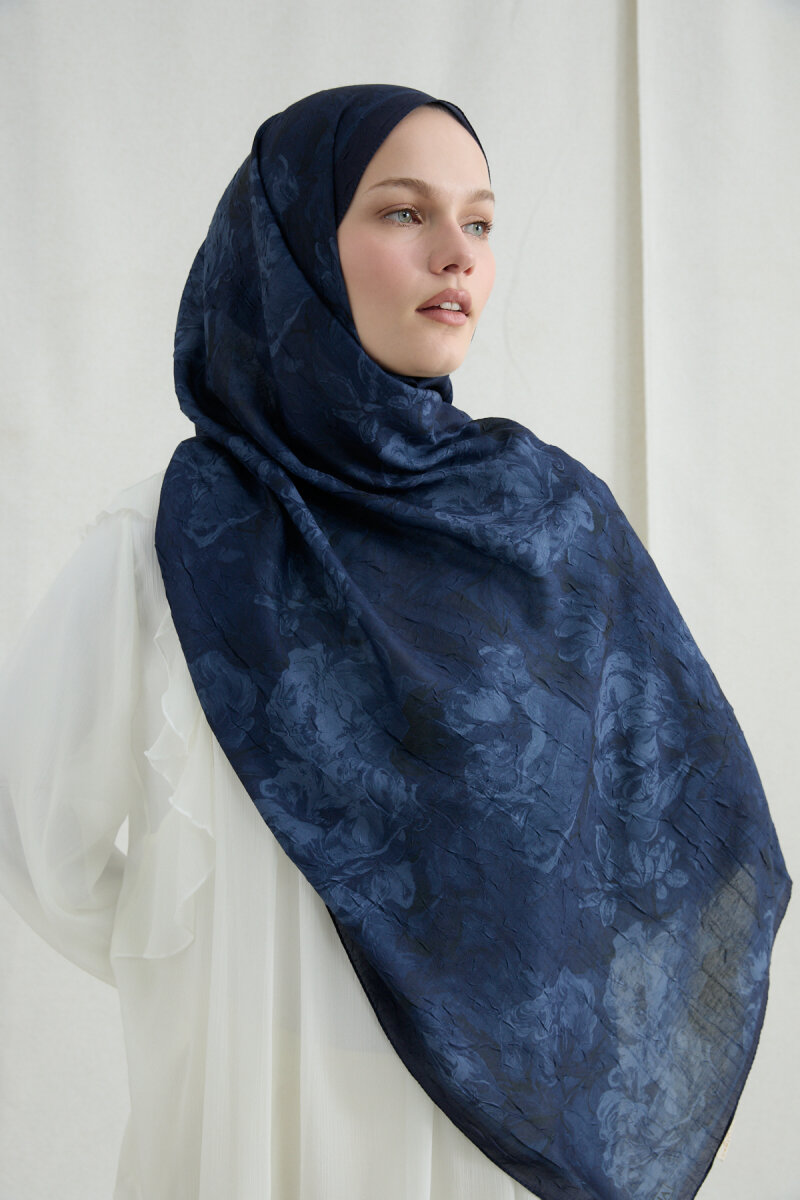 Monaco Kraş Şal - Lacivert - 4