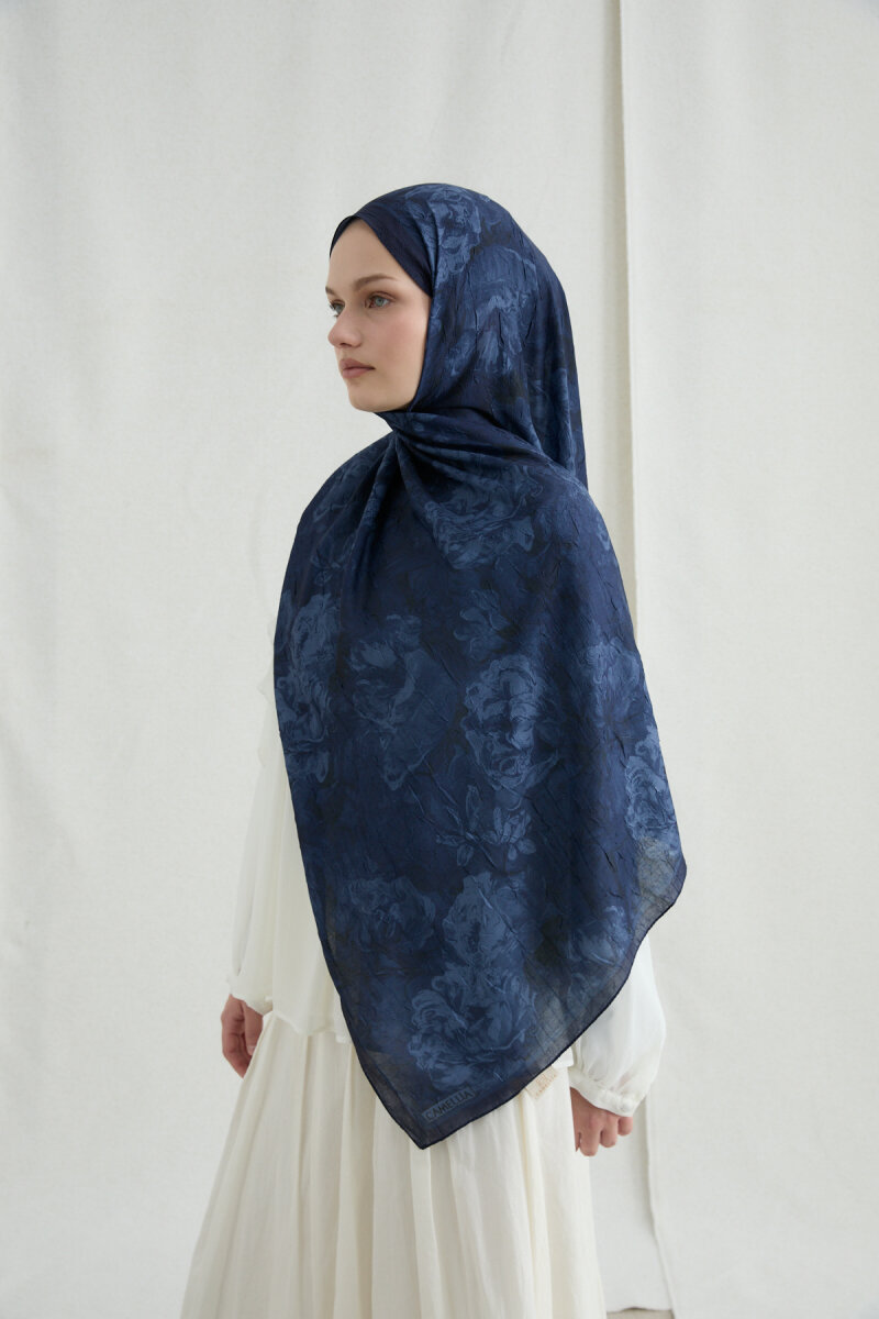 Monaco Kraş Şal - Lacivert - 3