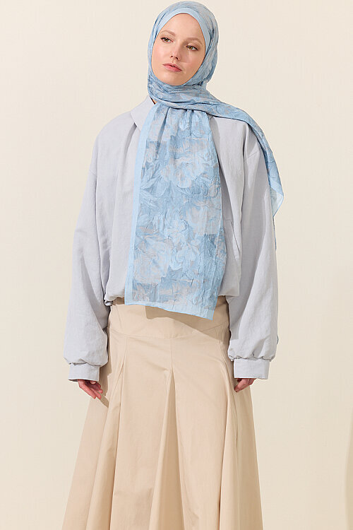 Monaco Kraş Şal-Mavi - Camellia Scarfs (1)
