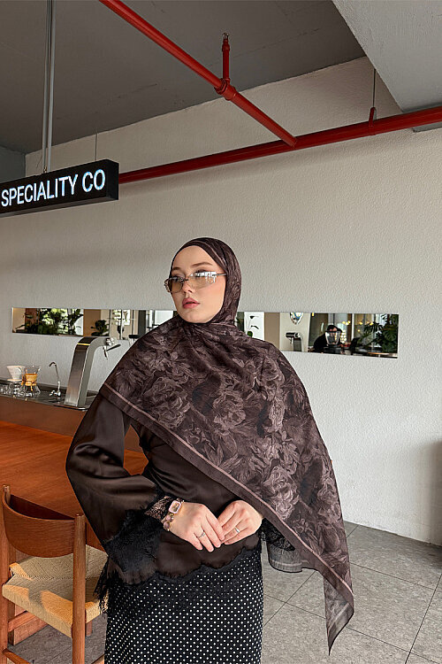 Monaco Kraş Şal-Mocha - Camellia Scarfs