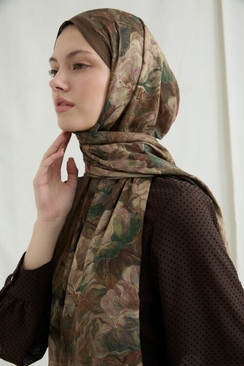 Monaco Kraş Şal - Olive - Camellia Scarfs (1)