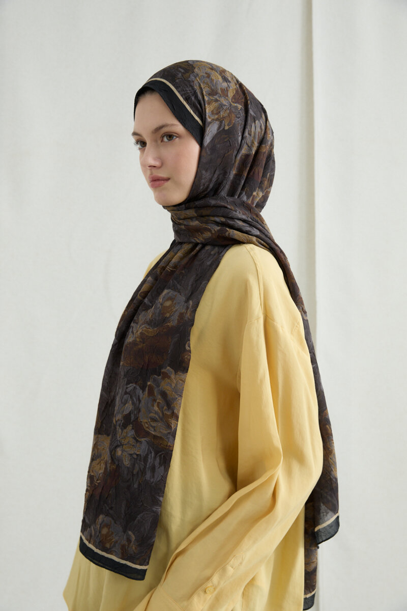 Monaco Kraş Şal - Siyah Hardal - 3