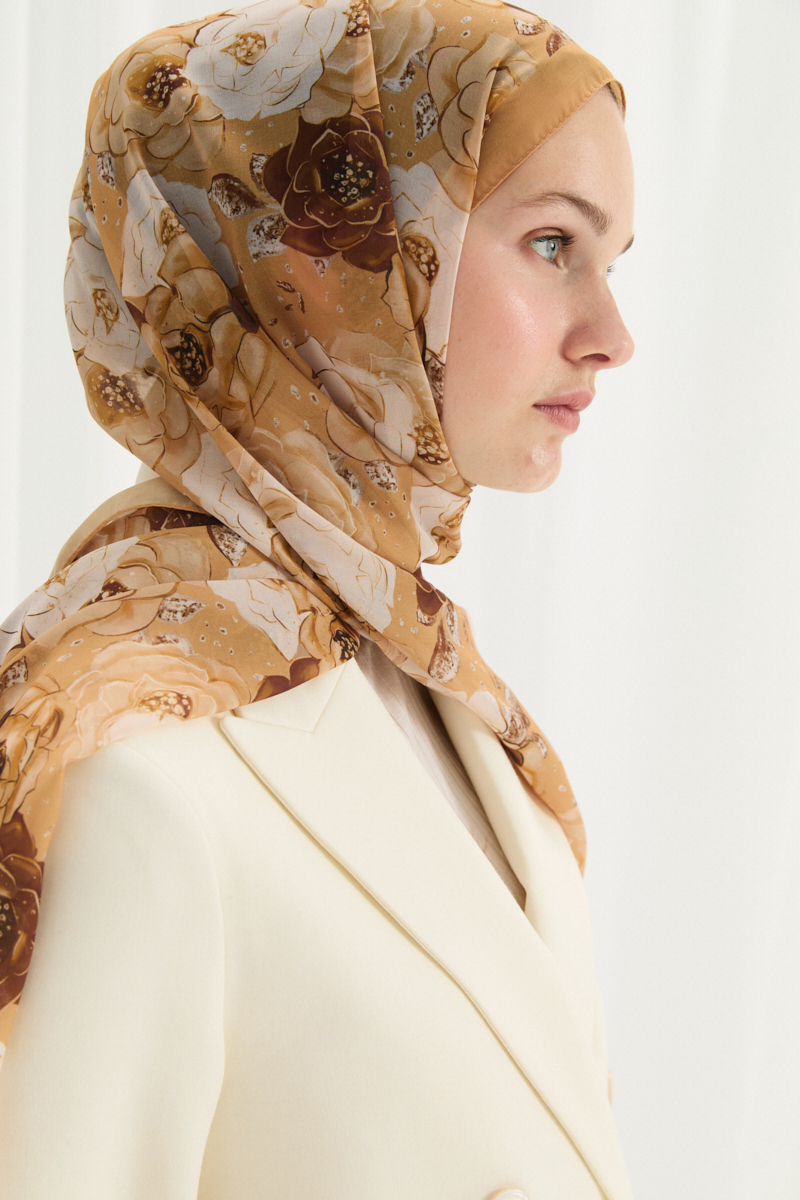 Moon İpek Krep Şal - Sarı - 3