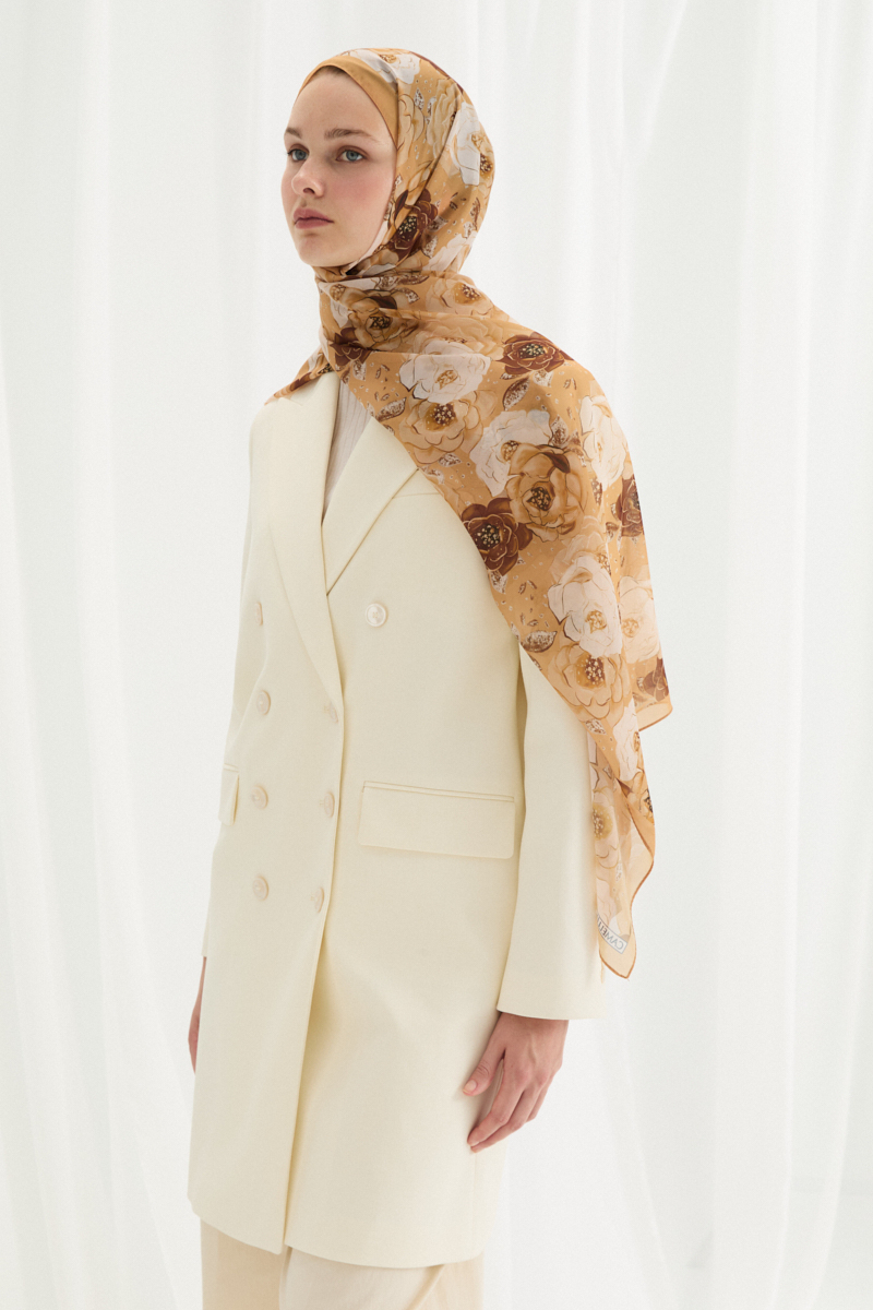 Moon İpek Krep Şal - Sarı - 2