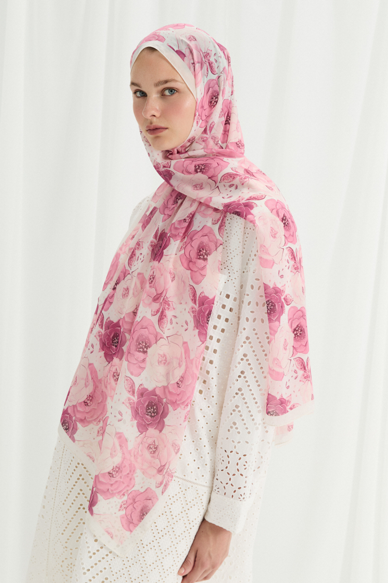 Moon İpek Krep Şal - Şeker Pembe - 3